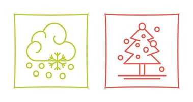 Snow Fall and Christmas Tree Icon vector