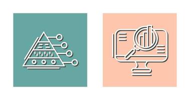 Pyramid Graph and Search Icon vector