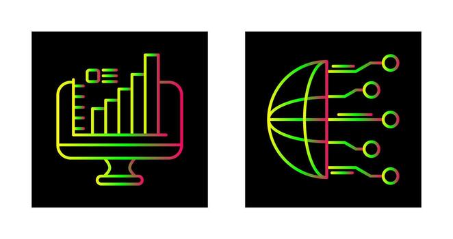 monitor y red icono vector