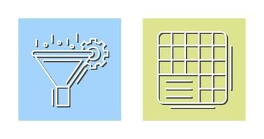 Filtering and Table Data Icon vector