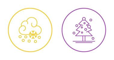 Snow Fall and Christmas Tree Icon vector