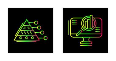Pyramid Graph and Search Icon vector