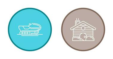 Snowmobile and Cabin Icon vector