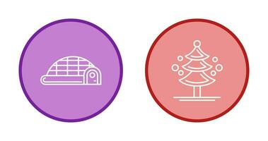 Igloo and Pine Tree Icon vector