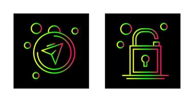 Compass and Open Lock Icon vector