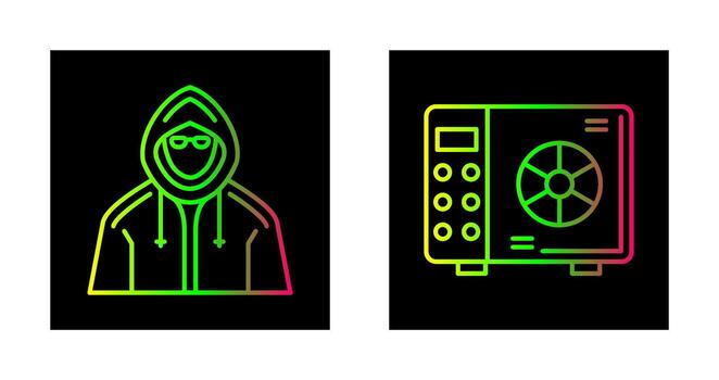 Safe Box and  Hacker Icon vector
