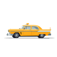 Ai generated yellow taxi car icon, cartoon style, isolated on transparent background png