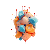 Ai generated cartoonish illustration of a rock with blood splatters png