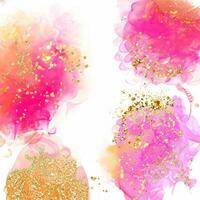 Pastel pink elegant alcohol ink design with gold glitter photo