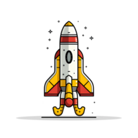 Ai generated cartoon rocket ship illustration, space rocket png