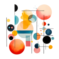 Ai generated abstract geometric shapes with circles and shapes on a transparent background png