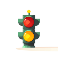 Ai generated traffic light icon, cartoon style, transparent background png