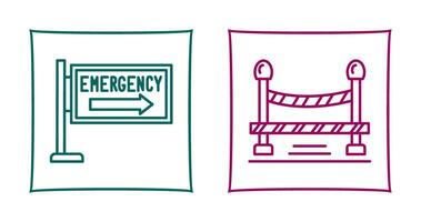 Emergency Sign and Do Not Cross Line, Icon vector