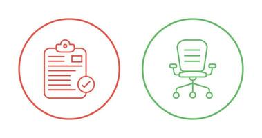 Secure Notepad and Office Chair Icon vector