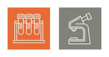 prueba tubo y microscopio icono vector