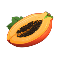 Ai generated papaya fruit icon, cartoon style, isolated on transparent background png