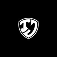IJ Initial Letter in Modern concept Monogram Shield Logo vector