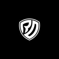 RO Initial Letter in Modern concept Monogram Shield Logo vector