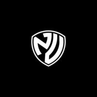 NV Initial Letter in Modern concept Monogram Shield Logo vector