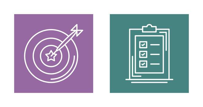 dardo y Lista de Verificación icono vector