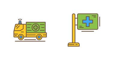 Ambulance and Hospital Sign Icon vector