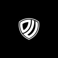 DU Initial Letter in Modern concept Monogram Shield Logo vector
