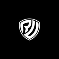 RU Initial Letter in Modern concept Monogram Shield Logo vector