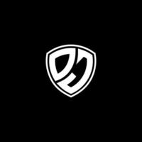 DJ Initial Letter in Modern concept Monogram Shield Logo vector