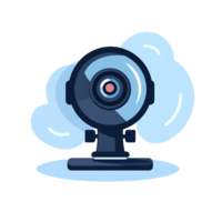 ai generato webcam video sorveglianza icona, piatto stile, isolato su trasparente sfondo png