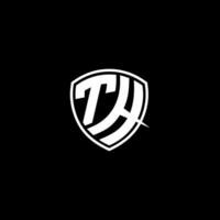 TH Initial Letter in Modern concept Monogram Shield Logo vector