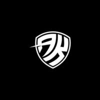 AK Initial Letter in Modern concept Monogram Shield Logo vector