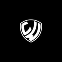 UW Initial Letter in Modern concept Monogram Shield Logo vector