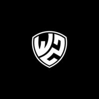 WZ Initial Letter in Modern concept Monogram Shield Logo vector