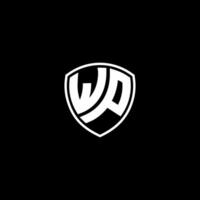WP Initial Letter in Modern concept Monogram Shield Logo vector