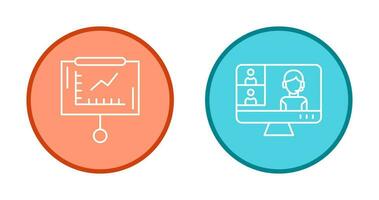 Line Graph and Conference video Call Icon vector