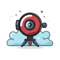 Ai generated webcam video surveillance icon, flat style, isolated on transparent background png