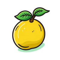 Ai generated lemon with a leaf on it, isolated on a transparent background png