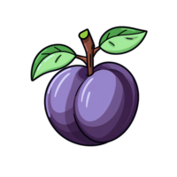 Ai generated purple plum fruit with leaves on it png