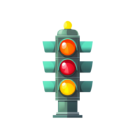 Ai generated traffic light icon, cartoon style, transparent background png