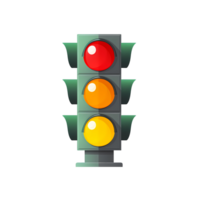 Ai generated traffic light icon, cartoon style, transparent background png