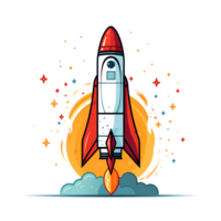 Ai generated cartoon rocket ship illustration, space rocket png