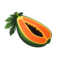 Ai generated papaya fruit icon, cartoon style, isolated on transparent background png