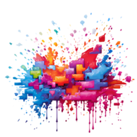 Ai generated colorful paint splatter on transparent background png