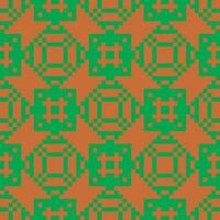 a pixel pattern in green and orange vector