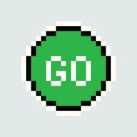 a pixel green and white button with the word go vector