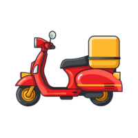 Ai generated scooter with box on the back icon, cartoon style png