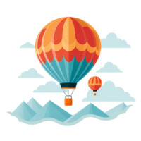 ai generado caliente aire globo volador en el cielo con nubes png ilustración