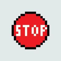 a pixel stop sign on a gray background vector