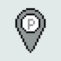 a pixelated map pointer icon on a gray background vector