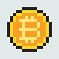 bitcoin pixel art icon vector